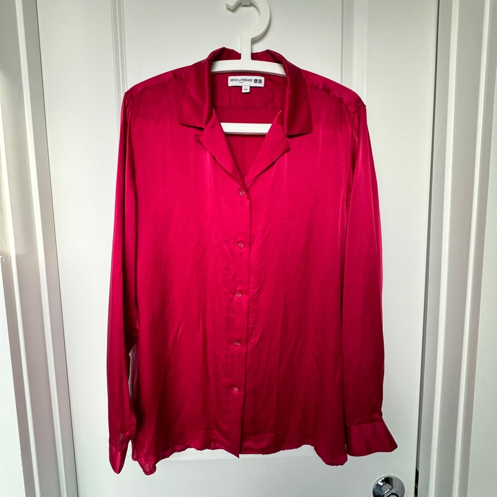 100% Silk Shirt Large Size Ines de la Fressange